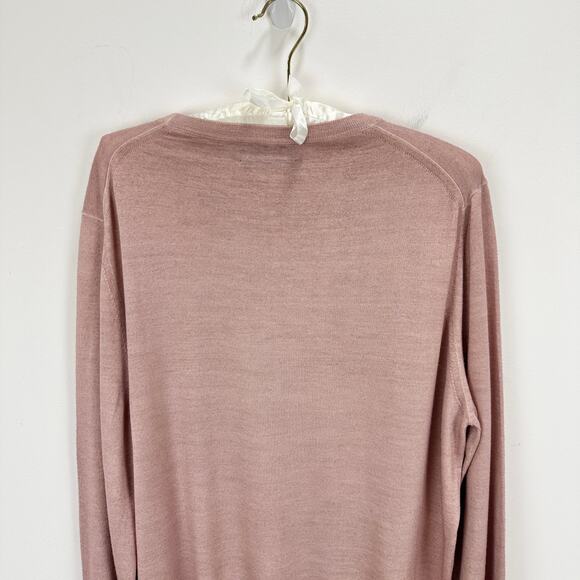 Canali Wool Silk Sweater Pullover Lightweight Crewneck Pink Long Sleeve Medium - Picture 10 of 13